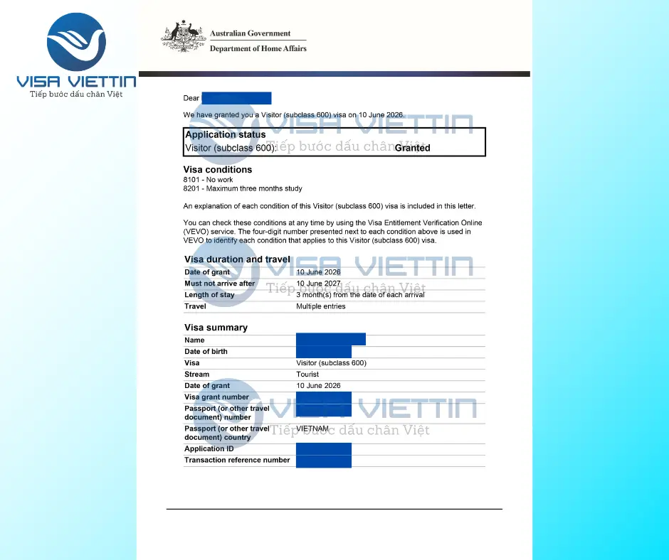 visa úc subclass 600 - visa viettin